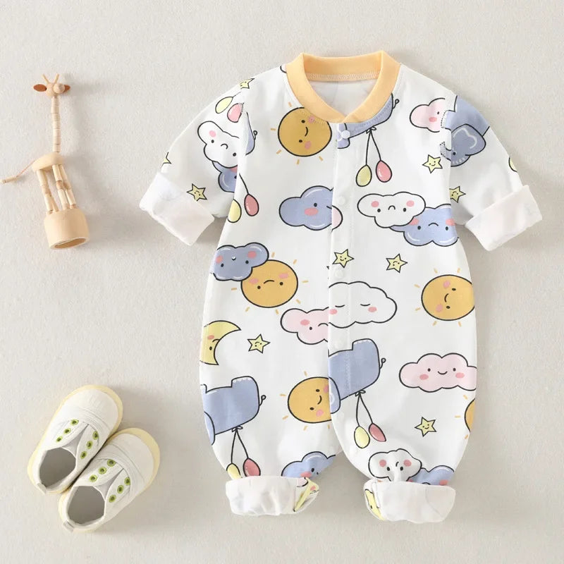 Baby Bodysuit Cotton Print Long Sleeve Boys and Girls Infant Comfort Creeper One Piece Spring and Autumn