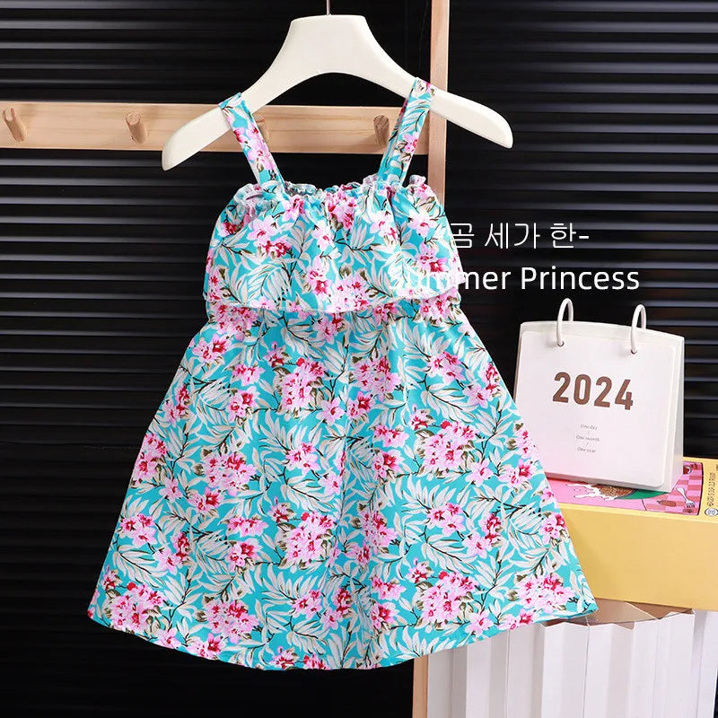 Dresses for Kids Girls Coolred Summer Middle and Big Kids Girls Seaside Holiday Halter Dresses