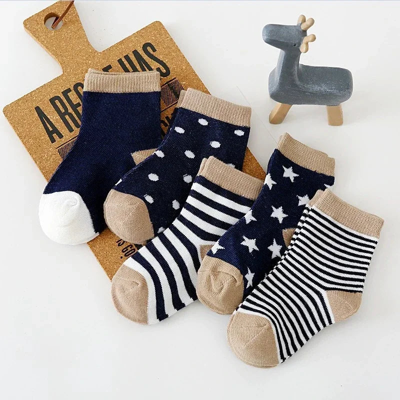 5Pairs Baby Socks Newborn Baby Boy Socks 0-1-3-7Y Kids Pure Cotton Animal Design Fadeless Soft Children's Socks for Girls