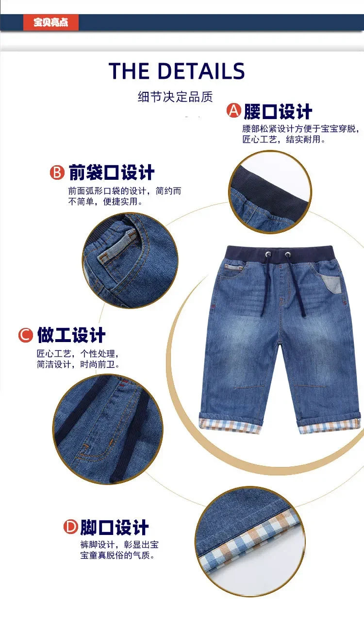 4 To 13 Years Kids Boys Denim Shorts New Summer Casual Children Boys Jeans Shorts Cotton Breathable Soft Kids Boys Trousers