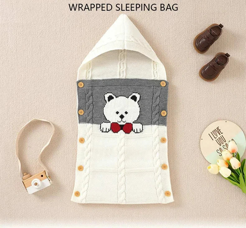 New Baby Winter Swaddle Wrap Blankets Knitted Toddler Infant Baby Swaddle Kids Warm Stroller Crib Envelope Newborn Baby Blankets