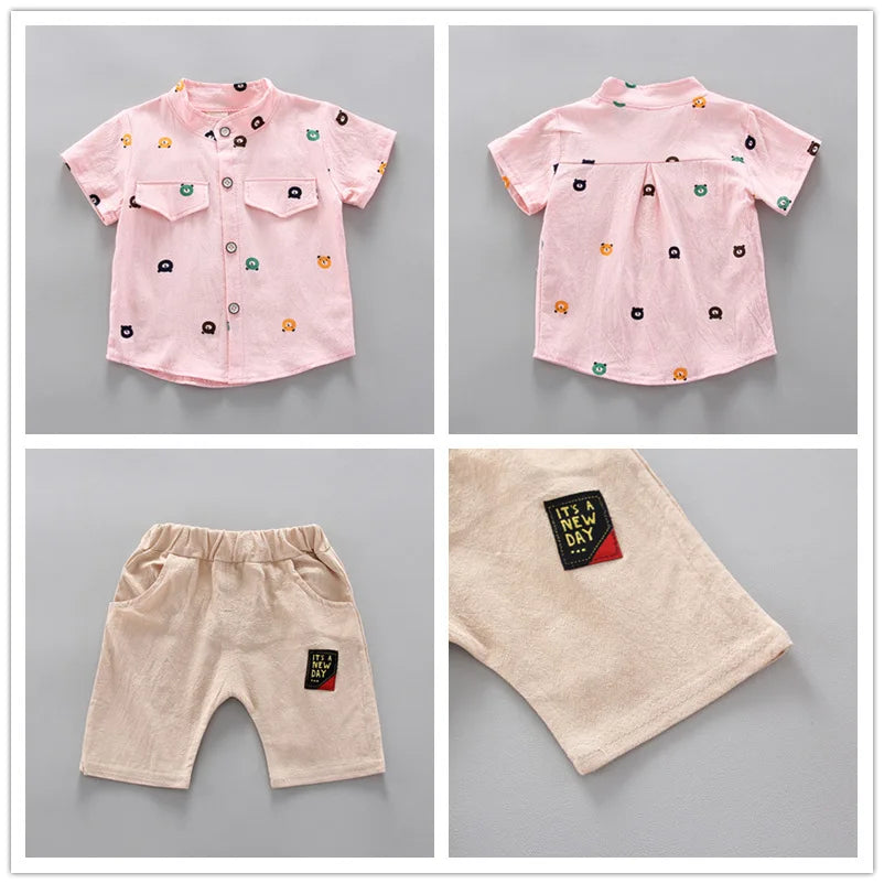 2024 Summer Casual Clothes Fashion Baby Boy's Suit Set Top Shorts 2PCS Baby Clothing Set For Boys Infant Suits Kids Clothes