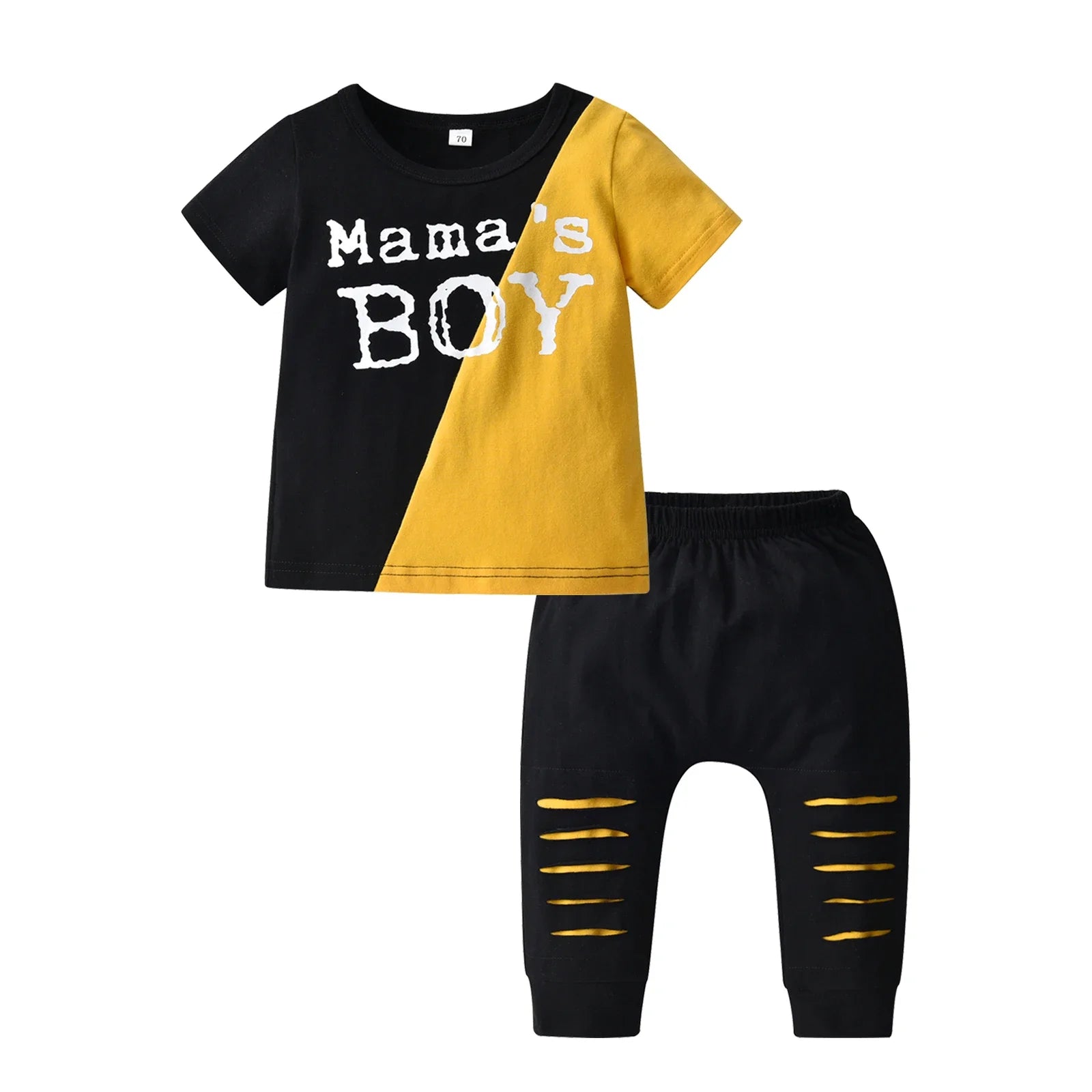 Newborn Baby Boy Summer Clothes Set Patchwork Short Sleeve T-shirt Top and Long Pants Toddler Boys Fashion Outfit for 0-2 Years