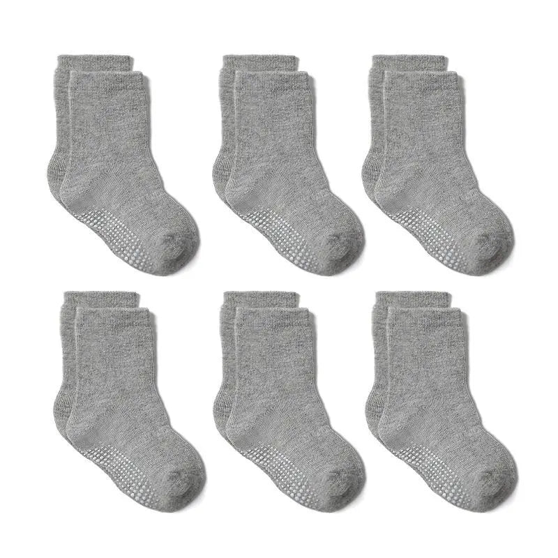 6 Pairs/lot Cotton Sock with Rubber Grips Children's Anti-slip Boat Socks Non-slip Socks for Boys1-7Years