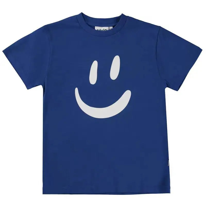 Boys Clothes Molo Brand New Summer Sale Smile Face Kids T-shirts Short Sleeve Cute Cartoon Tops Cotton Tee Toddler Girls Outwear