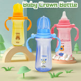 240ml Large Capacity Baby Crown Bottle Crystal Clear 6-36 Months Baby Bottle Silicone Nipple Breastmilk-Like Design Newborn Gift