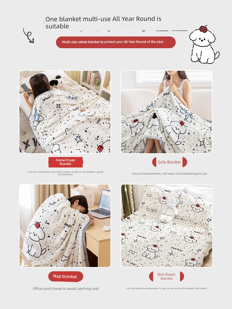 Office Nap Wool Blanket Lunch Break Shawl Flannel Multifunctional Towel Blanket All Year Round Air Conditioning Blanket Cartoon Fall and Winter