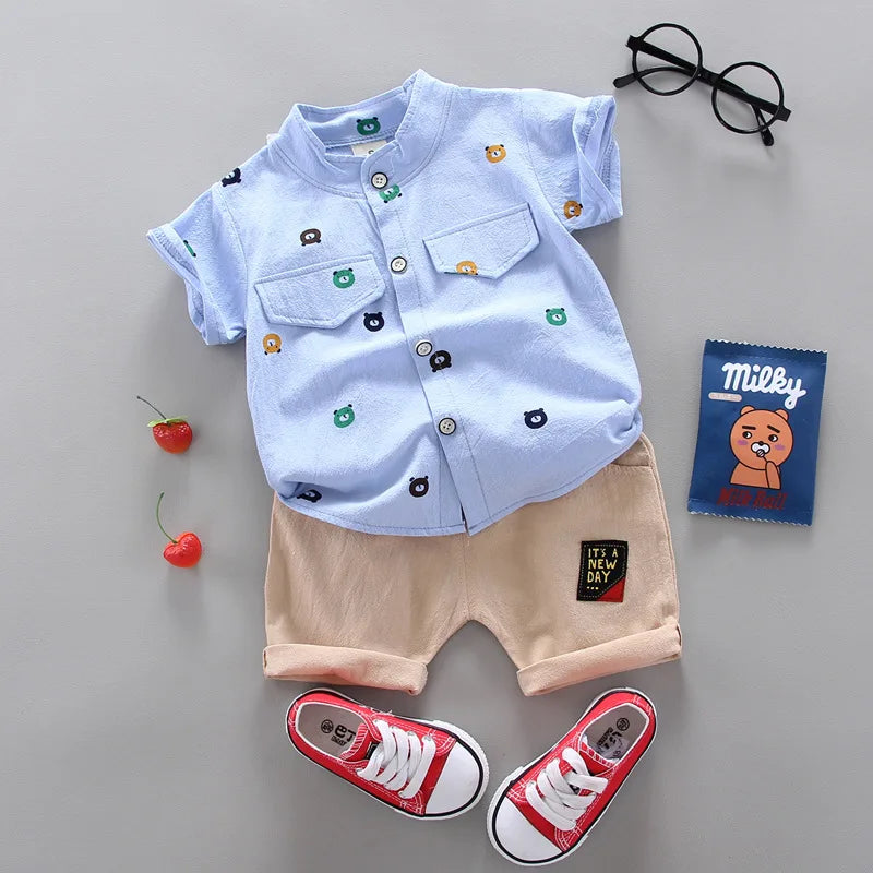 2024 Summer Casual Clothes Fashion Baby Boy's Suit Set Top Shorts 2PCS Baby Clothing Set For Boys Infant Suits Kids Clothes