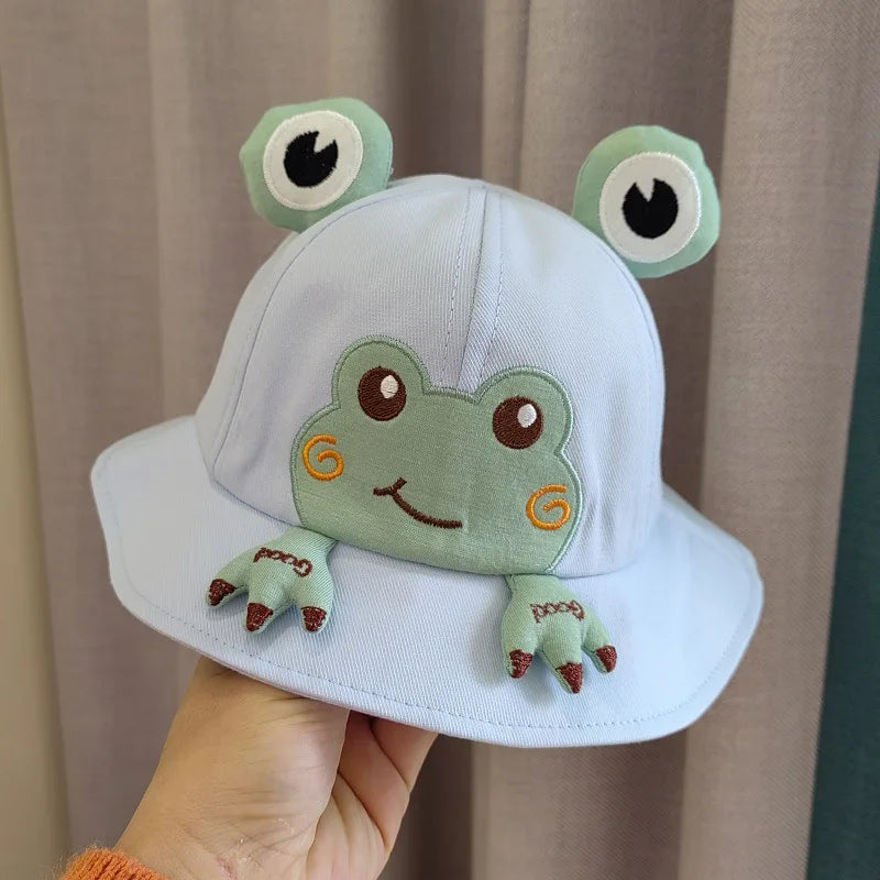 Baby Bucket Hat for Kids Spring Outdoor Boys Girls Sun Hat Summer Cute Frog Toddler Children Fisherman Cap Cotton Panama Bonnet