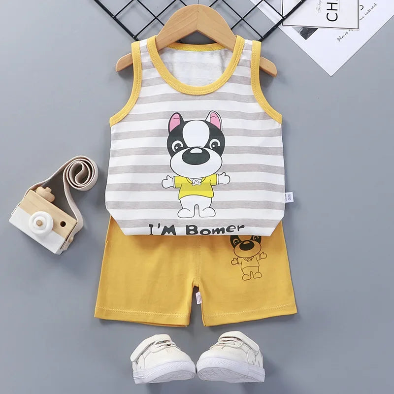 Summer Baby Clothes Set Casual Baby Boy Clothing Set Kids Short Sleeve Sports Set Tshirt Shorts Infant Baby Girl Clothes suits