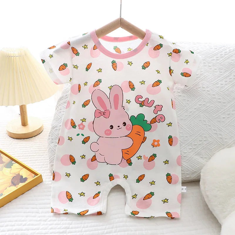 2024 Infant Toddler Crawling Clothes Cotton Summer Boys Girls Thin Male Baby Female Short-sleeved Romper suit Children's Onesie