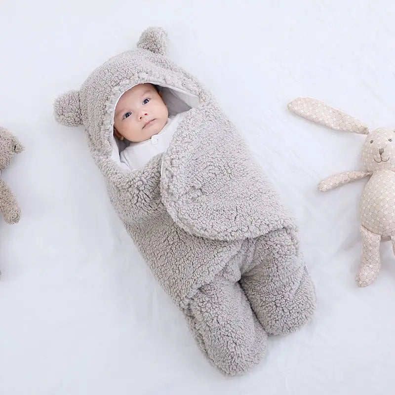 2024 Autumn Winter Infant Toddler Thicken Cashmere Receiving Blankets 0-6M Newborn Sleeping Bag Swaddling Kids Accessories