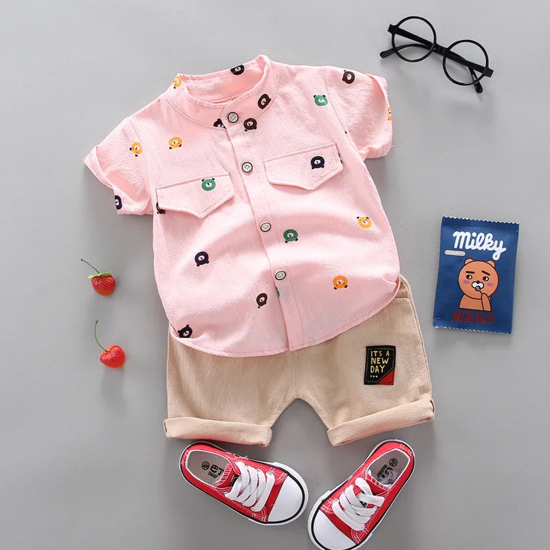 2024 Summer Casual Clothes Fashion Baby Boy's Suit Set Top Shorts 2PCS Baby Clothing Set For Boys Infant Suits Kids Clothes