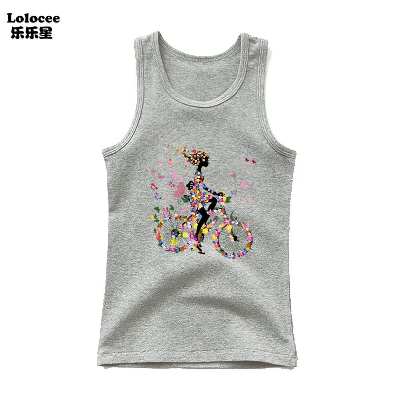 2023 New Girls Cute Singlet Underwear Princess Cotton Tank Tops Cartoon Kawaii Girl Print Sleeveless Shirt