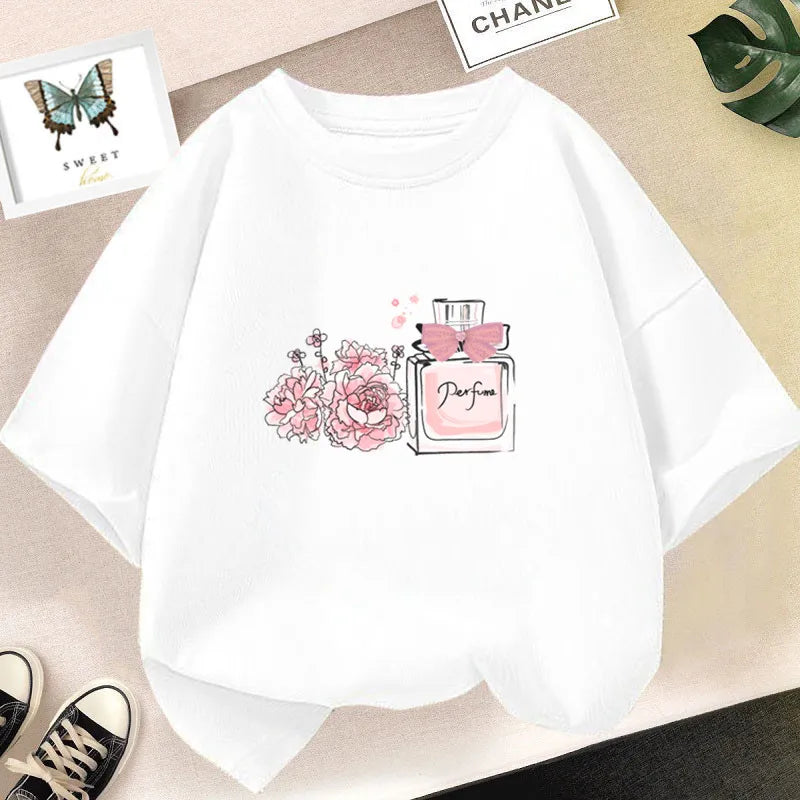 Happy Smile Design Girls Tshirt Kids Street Breathable Tops Personality Cotton Clothing Summer Cool Sports T-Shirts