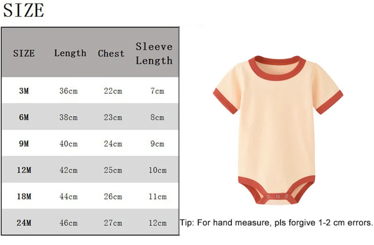 Color Matching Newborn Baby Organic Cotton Summer Rompers Short Sleeve Soft Skin-friendly Romper Pajamas Infant Tops Jumpsuit