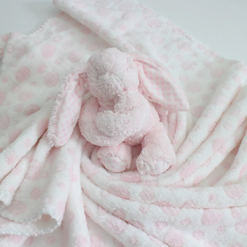 2 Piece Plush 30 X 30 Baby Security Sleep Blanket 6 Style Stuffed Animal Set Pink Bunny Newborn Baby Gift