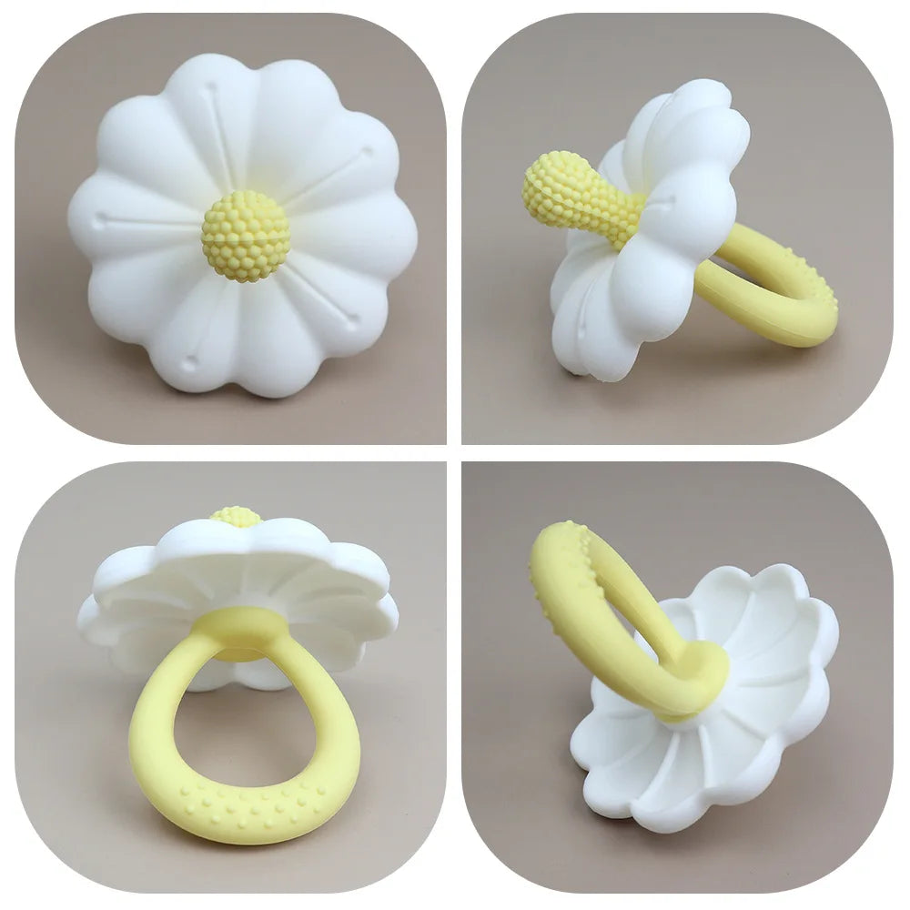 2024 hot sale Baby flower shape Teether silicone pacifier teether big size baby BPA free teether toy