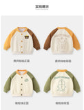 Infant Baby Boy Baseball Uniform Spring Autumn Raglan Sleeve Toddler Boy Jacket V-collar Cartoon Spliced Kid Girl Outerwear Coat