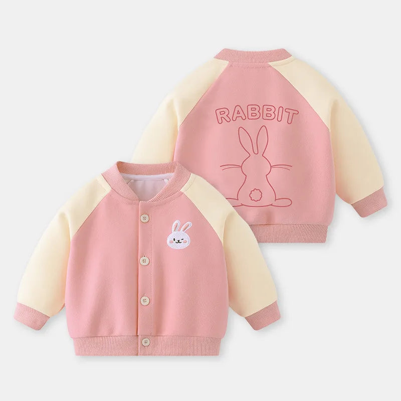 Infant Baby Boy Baseball Uniform Spring Autumn Raglan Sleeve Toddler Boy Jacket V-collar Cartoon Spliced Kid Girl Outerwear Coat