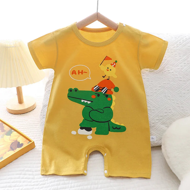 2024 Infant Toddler Crawling Clothes Cotton Summer Boys Girls Thin Male Baby Female Short-sleeved Romper suit Children's Onesie