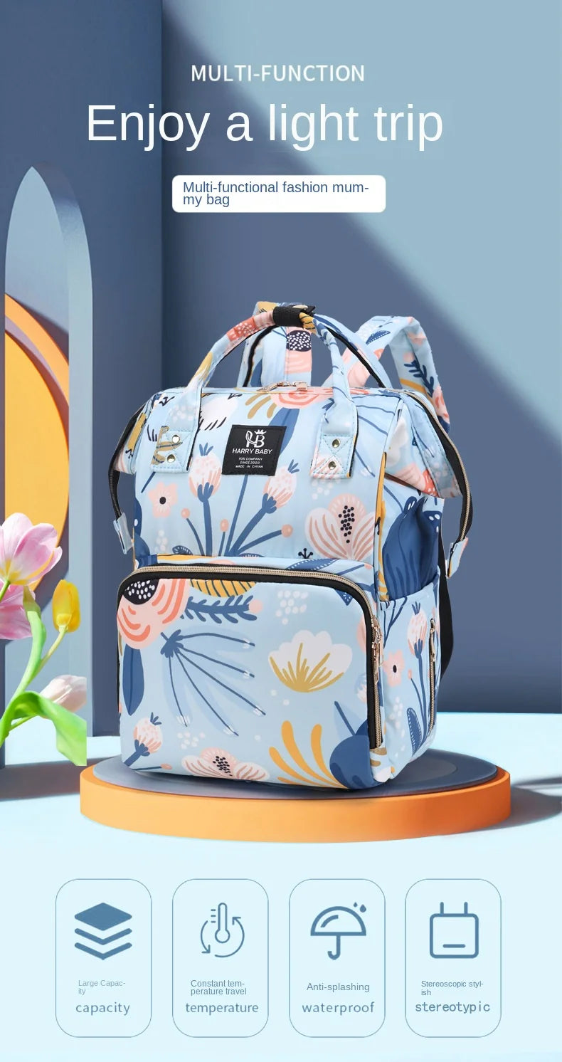 Fashion Print Nappy Backpack Bag Mummy Large Capacity Bag Mom Baby Multi-function Outdoor Travel Diaper Bags for Baby Care Stuff