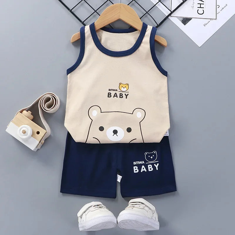 Summer Baby Clothes Set Casual Baby Boy Clothing Set Kids Short Sleeve Sports Set Tshirt Shorts Infant Baby Girl Clothes suits