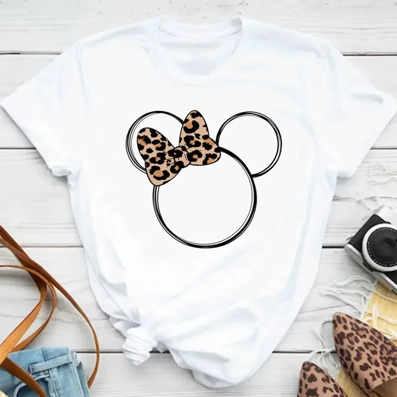 Disney Mickey Mouse Children T-shirt Fashion Minnie Pattern Print Tshirt Kid Boy Girl Clothing Summer Cotton Top Baby Casual Tee