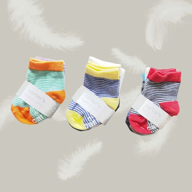 9 Pairs of A Pack Children's Cotton Socks Cute Non-slip Carter Baby Socks 0-1 Year Old Baby Boys and Girls Random Style