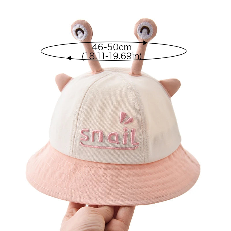 Cartoon Snail Baby Bucket Hat Cute Solid Color Ear Kids Fisherman Cap Spring Summer Wide-brim Toddler Panama Sun Hats