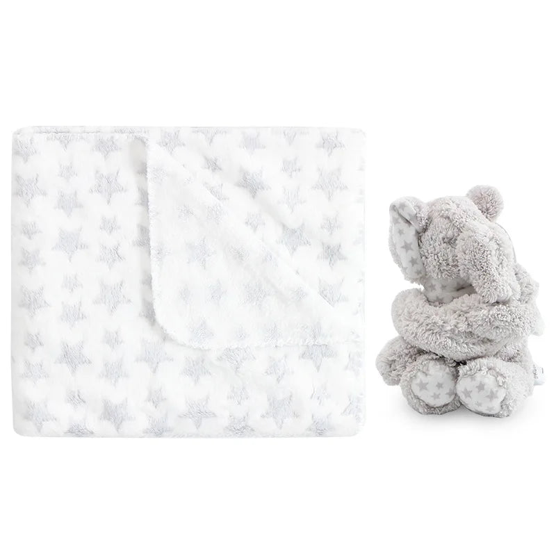 2 Piece Plush 30 X 30 Baby Security Sleep Blanket 6 Style Stuffed Animal Set Pink Bunny Newborn Baby Gift