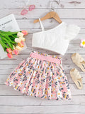 Camisole and Floral Short Skirt Trendy Girls' 2Pcs Set Children's Summer Clothes 2-5Y  Kids Suspenders Top Suit Girls Outfit