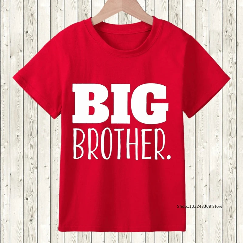 BIG BROTHER Letter  Print  T-Shirts  For Boys - Cool , Lightweight And Comfy Summer Clothes2024 new kids Breathab lStreetwear e