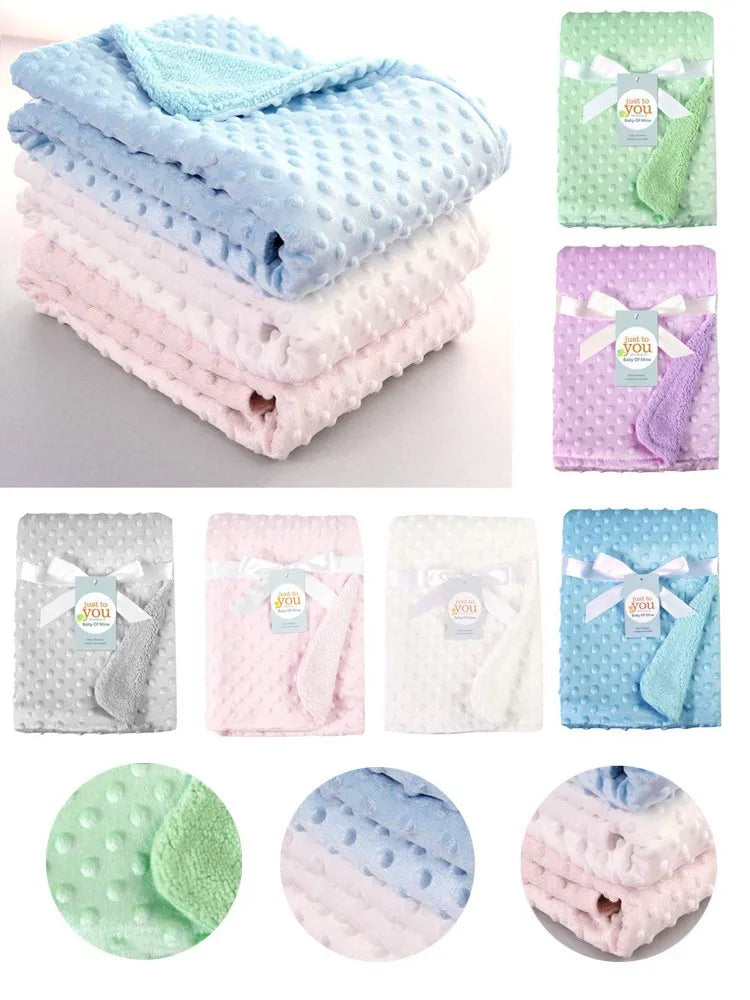 Baby Blanket & Swaddling Thermal Soft Fleece Blanket Winter Solid Bedding Set Cotton Quilt Infant Bedding Swaddle Newborn