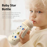 330ml star pattern baby bottle, bite-resistant, anti-flatulence PP bottle, large-capacity bottle for babies over 6 months old