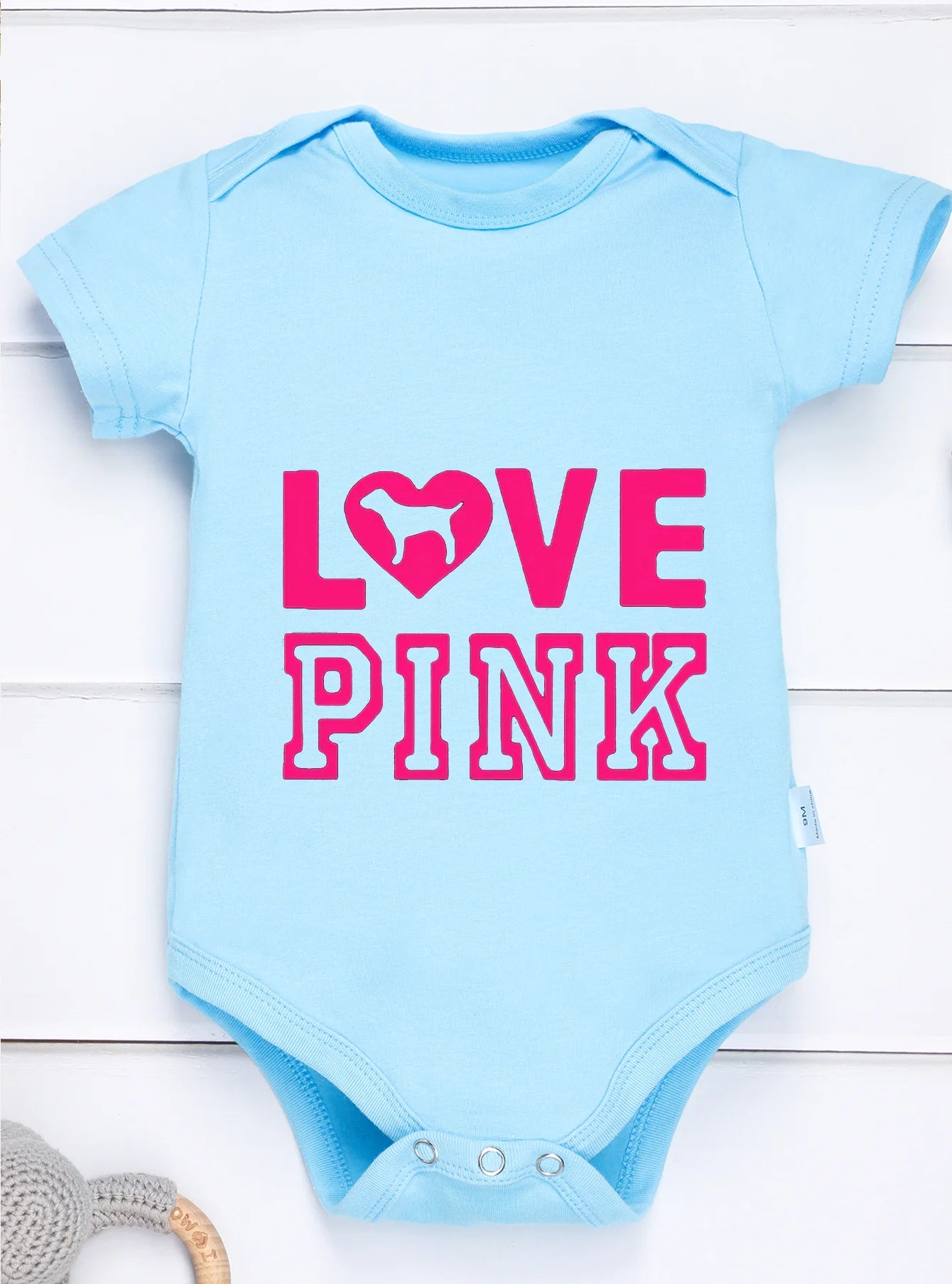 Baby Girl Boy High Quality Infant Fashion Love Pink Printing Bodysuit Newborn Clothes Rompers Jumpsuit Toddler Trendy