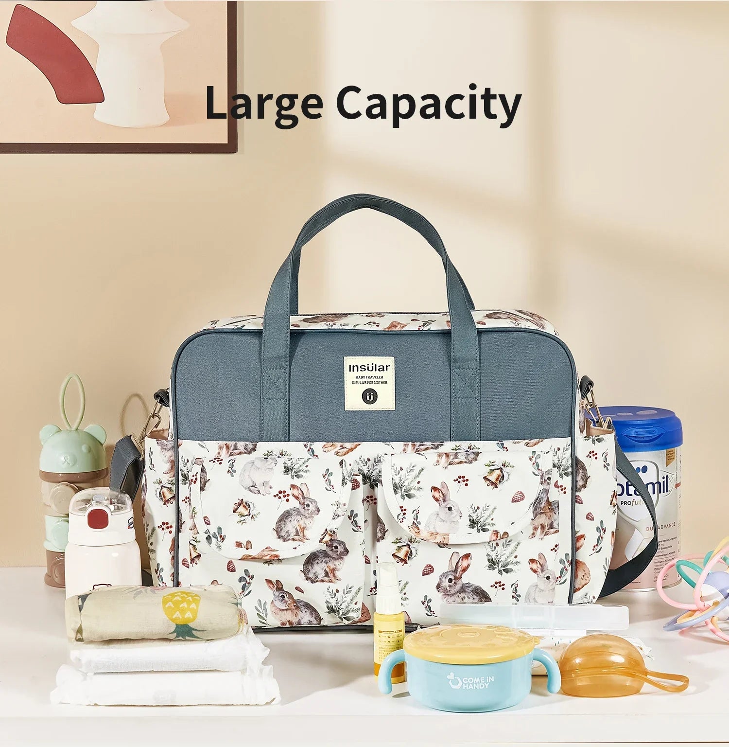 Mommy Diaper Bag For Babies LargeCapacity Organizer Waterproof Wide Opening Travel Messenger Crossbody Bag Mummy Baby Nappy Bag