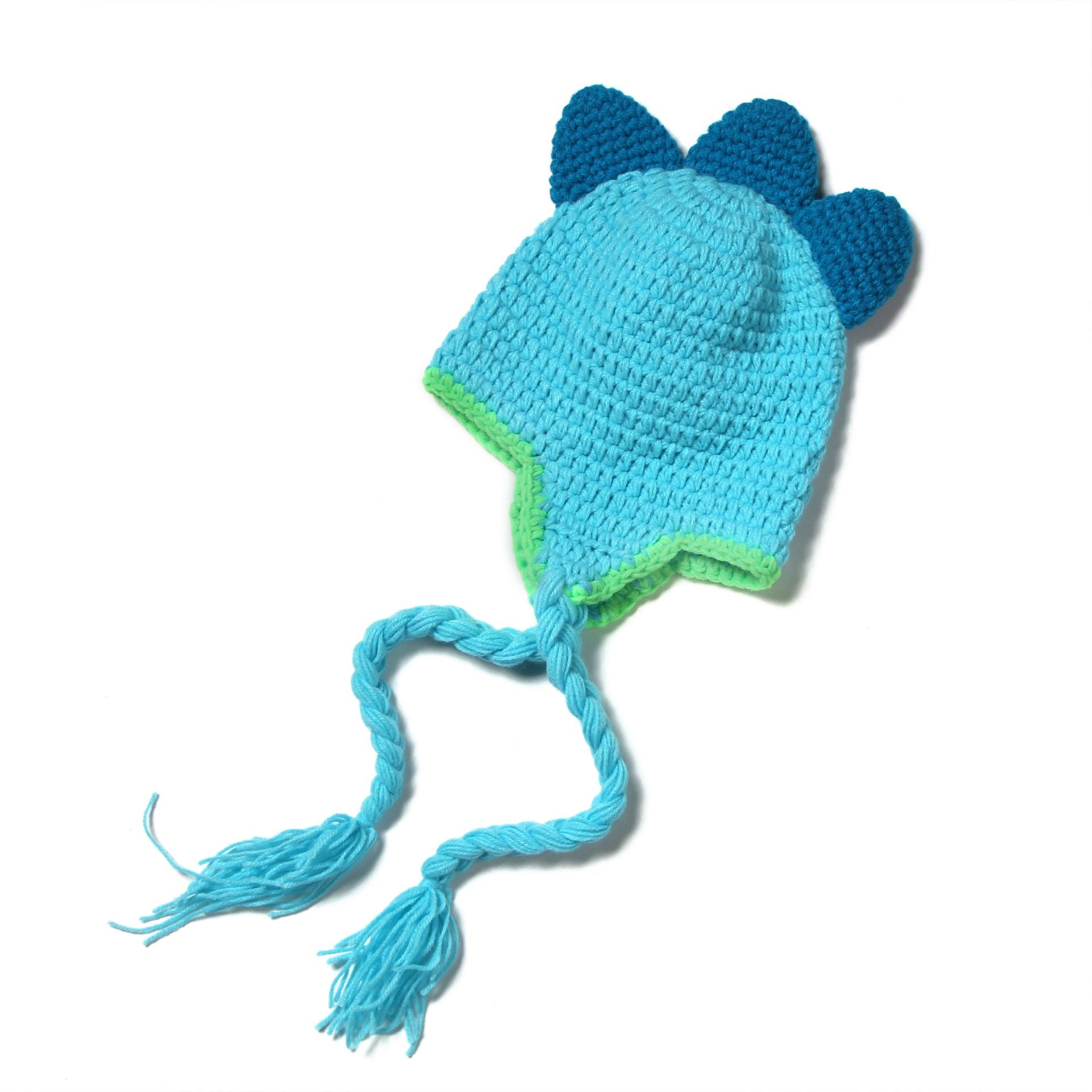 Handmade Baby Boys Hats Cute Four-horned Dinosaur Cap for Newborn Girls  Photography Clothes